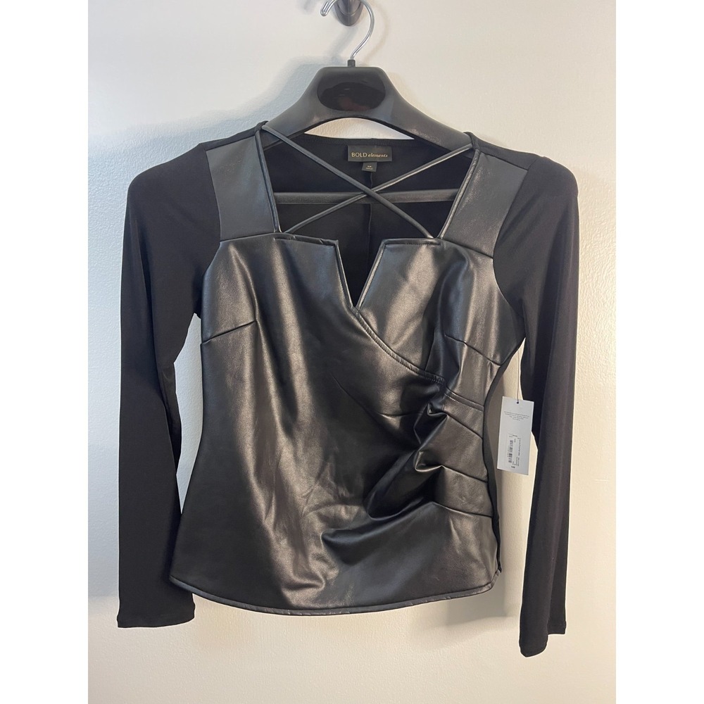 Bold Elements Womans Blouse Black Size PS (NWT)